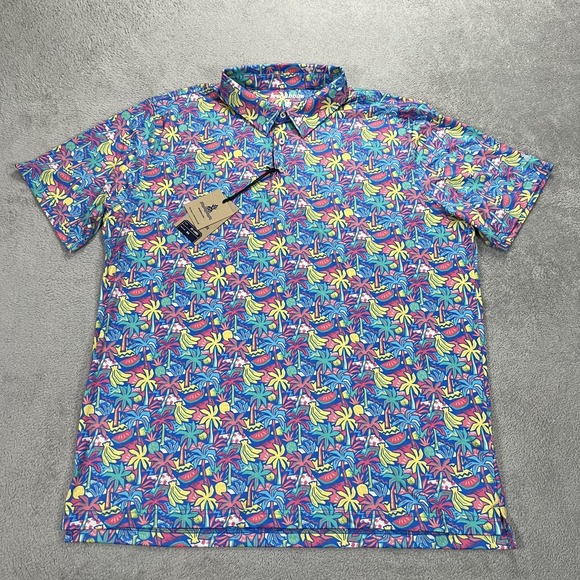Chubbies Shirt Mens 2XL Polo Performance Golf The Tropical Bunch Fruits NWT - Picture 1 of 12